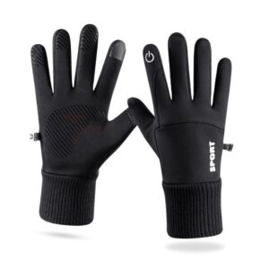Tomorrow Fashion Polyester Winter Gloves for Men & Women, Winter Bike Riding Gloves, Winter Gloves with Touchscreen Fingers, Windproof Anti-Slip Gloves , Black