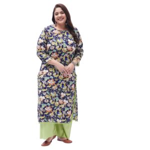 Tissu Women's Rayon Plus Size Printed Kurta & Palazzo