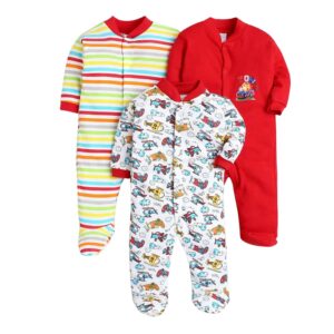 EIO 100% Cotton Rompers Sleepsuits Jumpsuit Night Suits for Newborn Baby Boys & Girls Pack of 3