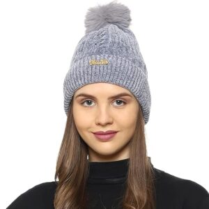 RR DESIGN Fashion Women Winter Soft Warm Snow Proof Woolen Beanie Cap or Women's, Beanie Cap, Winter Caps for Girls Woolen Cap, Women's Running Headwear