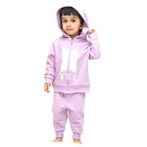 ARIEL Kids Graphic Print Cotton Fleece Full Sleeve Relaxed Hoodie Sweatshirt & Sweatpant Clothing Set for Boys and Girls