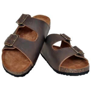 Hx London Genuine Waxy Leather Slipon Adjustable Sandals for All Day & Ethnic Wear