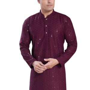 DIVISIVE Men's Sequince Embroidered Cotton Blend Only Slim Fit Kurta