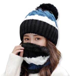 Tomorrow Winter Beanie Hat Scarf Set for Women & Men - 2-in-1 Warm Headwear with Ear & Neck Cover - Knit Hat, Scarf & Ski Gift - Cold Weather Gear for Outdoor Activities Multicolor