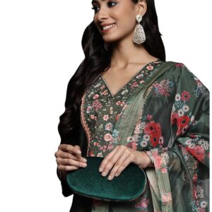 INDO ERA Women's Viscose Rayon Embroidered Straight Kurta With Pant & Dupatta Set