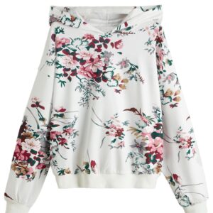 TOPLOT Women's Wool Blend Printed Hoodie with Hooded Neck & Full Sleeve