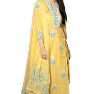 GoSriKi Women's Rayon Viscose Printed Straight Kurta with Pant & Dupatta