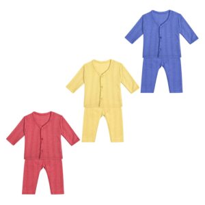 superminis Baby Thermal Top and Pyjama Set - Front Open, Full Sleeves, Winter Wear Suit for Infants, Girls, Boys, Pack of 3 (3-6 Months)