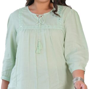 Yash Gallery Women Embroidered Summer Regular Fit Tops for Women