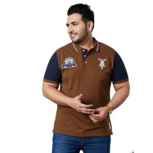 Bigbanana Plus Size Men's Regular Fit Colorblock Polo Tshirt