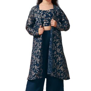 Jwalin Girls Yellow Georgette Salwar Suit Set | Girls Ethnic Palazzo Suit | Traditional Outfit | Salwar Suit For Kids