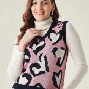 Modeve Printed V Neck Sleeveless Sweater for Women||Winterwear||