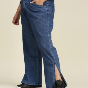 HIGH Star Women Plus Size Blue Wide Leg Stretchable Jeans