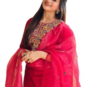VredeVogel Kurta Set with Dupatta | Viscose Rayon Embroidered Kurta Set for Women | Women's Ethnic Casual Kurti Set |Kurta Pant Festive Suit
