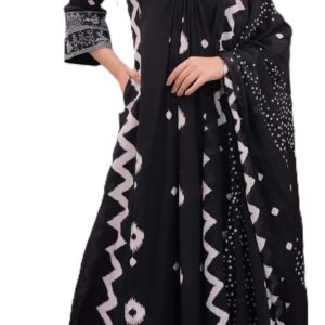 Arayna Women's Pure Cotton Block Printed Ethnic Wear Kurta Set with Palazzo Pants & Dupatta