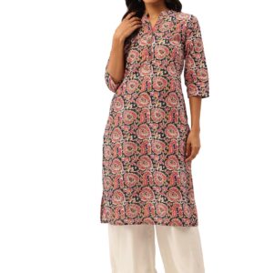 feranoid Graceful Long Kurta with 3/4 Sleeves and Button Accents: A Perfect Fusion of Comfort and Style