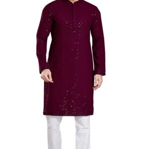 DIVISIVE Men's Sequince Embroidered Cotton Blend Slim Fit Kurta Pyjama Set