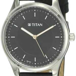 Titan Workwear Black Dial Women Watch With Leather Strap-NS2639SL01/NT2639SL01