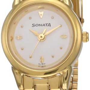Sonata Quartz Analog White Dial Stainless Steel Strap Watch for Women-NS8925YM01W/NT8925YM01W