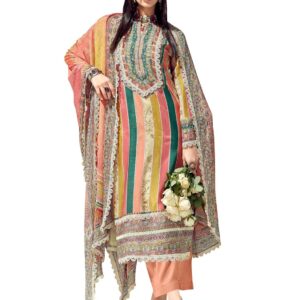 INDO ERA Women's Cotton Blend Printed Straight Kurta With Pant