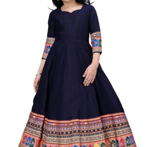 Fashion Dream Girls Maxi Length Flared Ethnic Dress | Long Fit and Flare for Kids