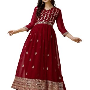 EthnicJunction Women's Georgette Embroidered Anarkali Kurta