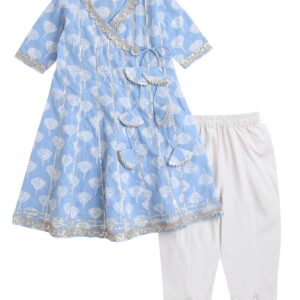 Kurta Set for Kids Baby Girls Printed Anarkali & Aliya Cut Traditional Readymade Gota Lace Kurti Pant Set For Festivals