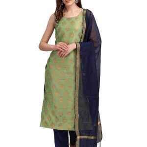 VredeVogel Women's Motifs Silk Blend Kurta Pant and Chanderi Dupatta Set