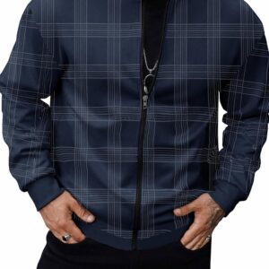 Noble Monk Checkered Full Sleeves Mock Collar Regular Fit Mens Casual Jacket | Casual Winter Jackets for Men | Mens Jackets for Winter Wear