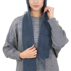 AMOLDO Women Warm and Soft Winter Woolen Muffler Cap, Attached Scarf Cap Combo for Girls and Women (Classic Plain)