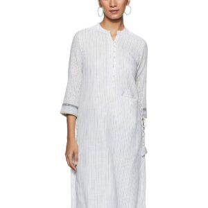 BIBA Womens Mandarin Collar Striped Kurta