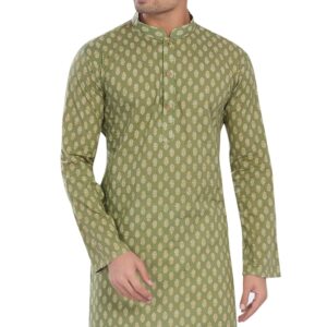 DIVISIVE Men's Ethnic Block Printed Soft Pure Cotton Only Slim Fit Kurta