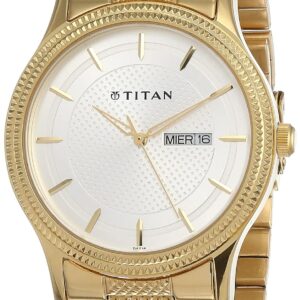 Titan Quartz Analog with Day and Date Silver Dial Stainless Steel Strap Watch for Men-NS1650YM05/NT1650YM05
