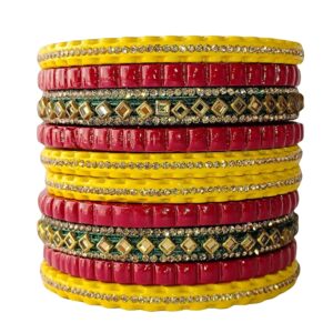Handcrafted Lac Chuda Bangle Set for Women | Traditional Indian Bridal Bangles with Mirror Work | Wedding, Festive & Ethnic Wear Jewelry