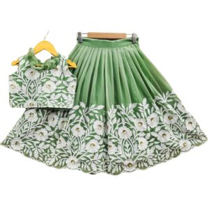Girls Embroidered georgette Silk Full Stitched Lehenga Choli Set | Girls Ethnic Wear | Readymade Traditional Dress
