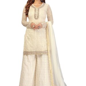 TRENDMALLS Women's Cotton Embroidery Salwar Suit Set Kurta Sharara with Dupatta Kurta Palazzo Set Stitched Ready To Wear