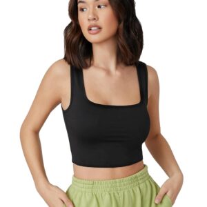 Aahwan Women's & Girls' Solid Ribbed Square Neck Slim Fit Tank Tops