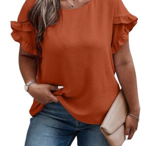 Sugathari Elegant Top, Women's Solid Petal Sleeve Round Neck Ruffle Trim Top II Tops for Women/Girls (TOP 118)