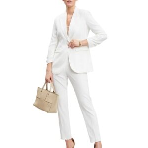 OFFICE PURPLE Women's Cotton Blend Solid Blazer & Pant Set with Camisole | Formal 3-Piece Set