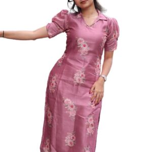 Sun Fashion And Lifestyle Women's Chanderi Stitched Printed Kurti for Girls Kurta