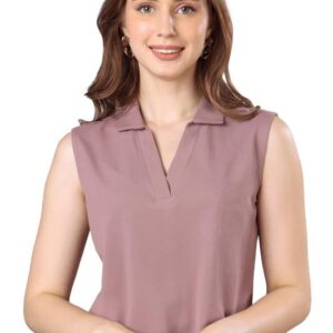Fabcurate Exclusive Onion Purple Polo T-Shirt for Women| Versatile Casual & Formal Wear | Stretch Cotton, Collar Neck, Sleeveless | Non-Transparent, Comfortable & Stylish
