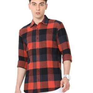 GLORYBOYZ Men's Big Checkered Shirt for Men Classic Collar Full Sleeve Standard Length Regular Fit Fashion Cotton Button Down Formal Casual Stylish Office Wear Shirts Size