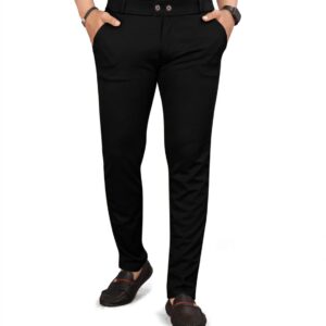 HARSHAD KUMAR & CO. Men's Solid Lycra Slim Fit Stretchable Casual Wear Comfortable Formal Trousers Pants