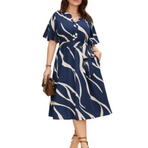 JAIPURFAME One Piece Dress for Women, New American Print Rayon Midi Dress, Stylish, Modern Party Outfit, Perfect for Casual and Formal Occasions
