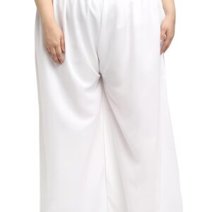 NAM Plus Size Solid White Palazzo Trousers, Relaxed Fit for Plus Size Women, 3XL to 8XL