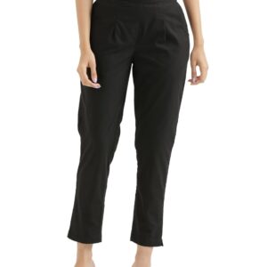 SAADAA Women's Slim Fit Mid Rise Trouser
