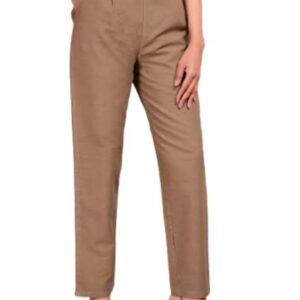 DIGITAL SHOPEE Women Regular Fit Elastic Waist Full Length Cotton Formal Trouser for Casual Wear, Office Wear