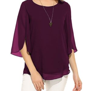 PLADO Women's and Girls Georgette Top Maroon