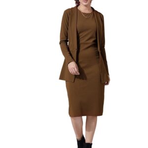 Selvia Western Dress for Women|Solid Lycra Western Dress for Women|Round Neck Shrug with Bodycon Dress for Women|Two Piece Knee-Length Dress for Women