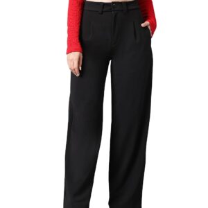KOTTY Women's Straight Fit Mid Rise Trouser